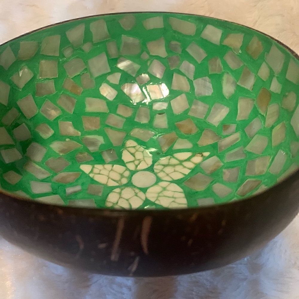 Hand Crafted Sea Shell and Coconut Shell Bowl Abalone - Picture 2 of 6